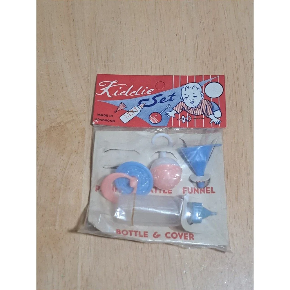 Kiddie Set Pacifier, Rattle, Funnel, Bottle & Cover Made in Hong Kong